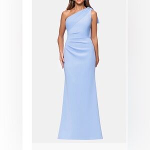 Xscape Evenings Sash Detail One-Shoulder Scuba Crepe Sheath Gown  Size:12 $259